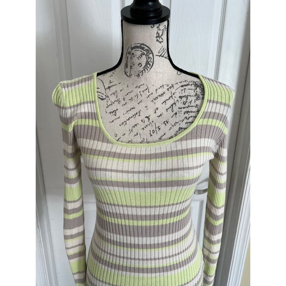 Armedangles Alaania Round Neck Striped Long Sleeve Ribbed Knit Sweater Medium - Picture 2 of 8